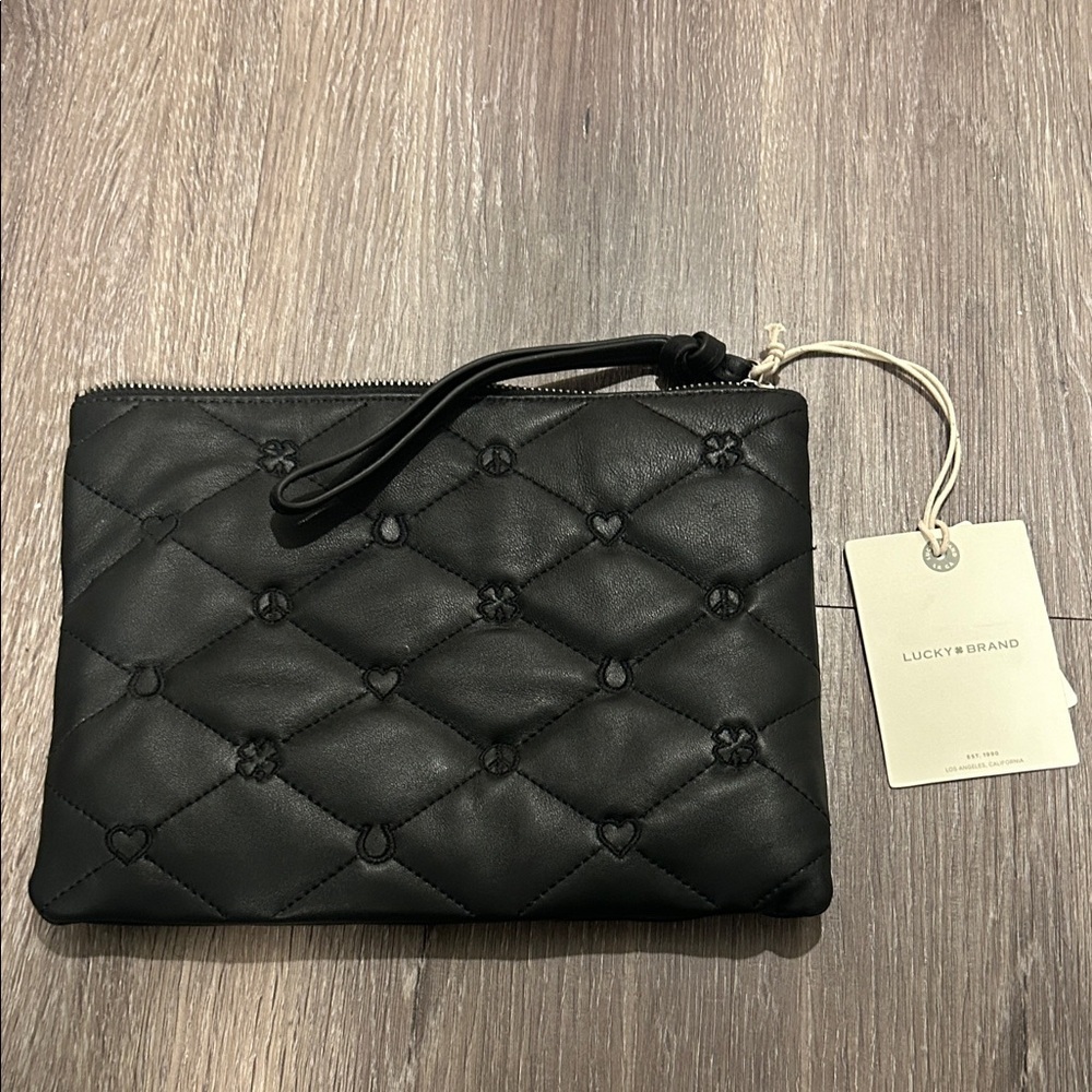 NWT Genuine Leather Black Clutch Lucky Brand